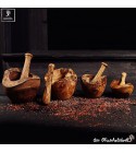 mortar and pestle olive wood rustic style