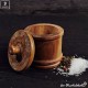 Handcrafted spice can with a cap made of olive wood